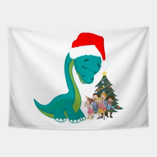 Dinosaur Santa Claus Tapestry