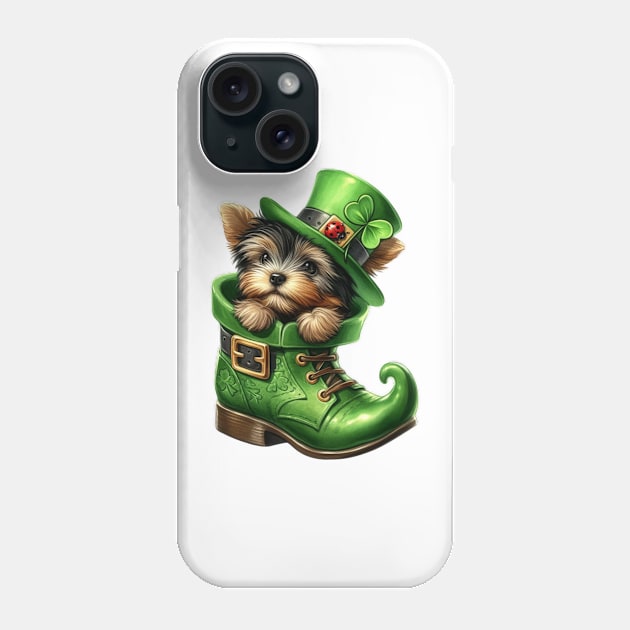 Yorkshire Terrier Dog Shoes For Patricks Day Phone Case by Chromatic Fusion Studio