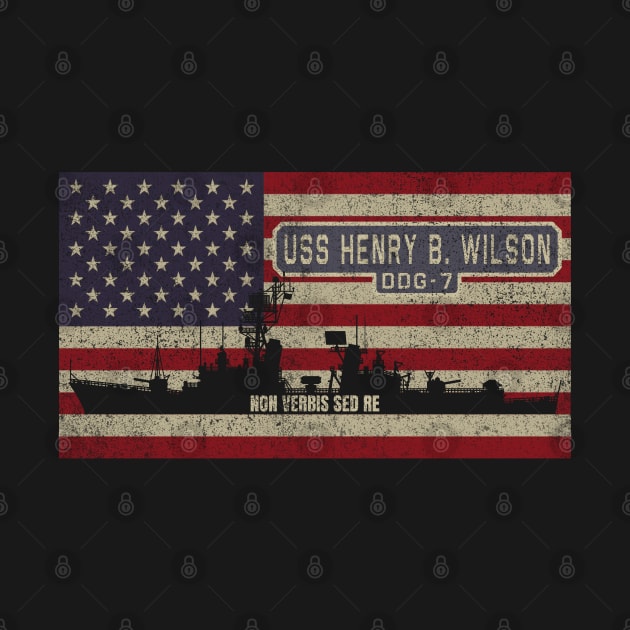 Henry B. Wilson DDG-7 Guided Missile Destroyer Ship Vintage USA American Flag Gift by Battlefields