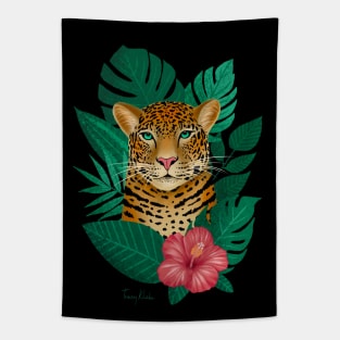 Tropical Jungle Leopard | Green Tapestry