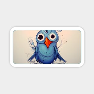 Weird blue bird drawing Magnet