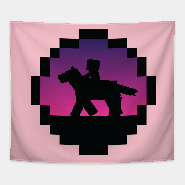 Minecraft Horse Sunset Pink Silhouette Minecraft Sunset Tapestry Teepublic - norfolk southern horse roblox