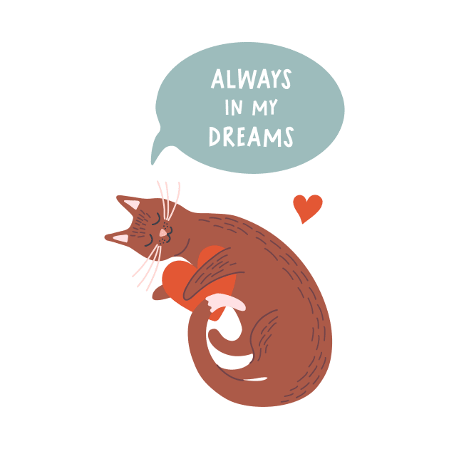 Cute romantic illustration with cat, hearts and declaration of love by DanielK