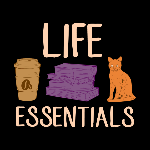 Cute Life Essentials Are Coffee, Books, and Cats by theperfectpresents