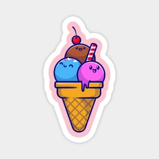 Cute Ice Cream Cone Cartoon Magnet