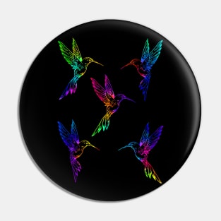 Neon Rainbow Hummingbirds Pin