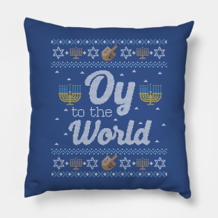 Funny Ugly Hanukkah Sweater, Oy to the World Pillow