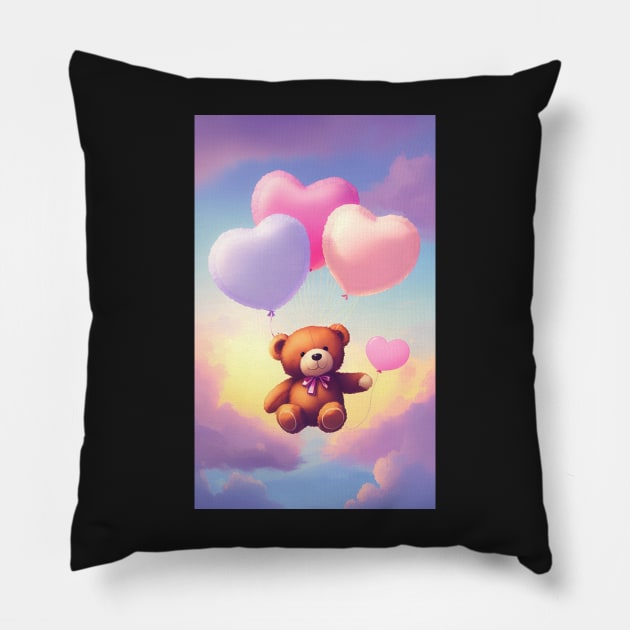 teddy bear in the sky Pillow by AS-Designs2023