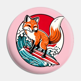 Surfing fox Pin