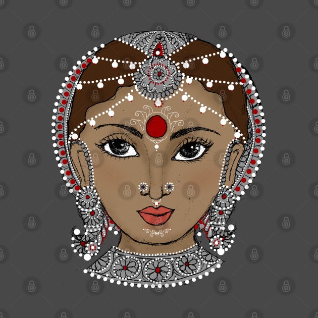 Sketch Face : Traditional Beautiful Indian Women Face by swarna artz