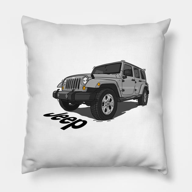 Jeep Wrangler - Grey Pillow by 4x4 Sketch