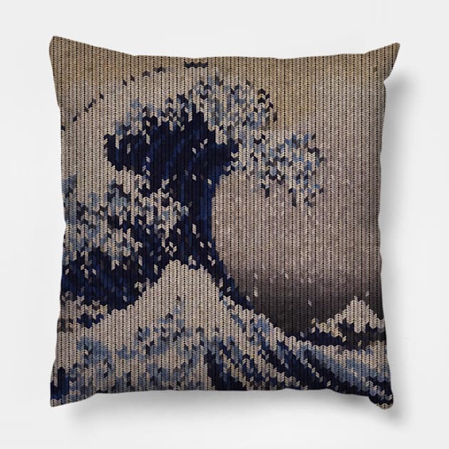 The Great Wave Kanagawa sewing Pillow by Illusory contours