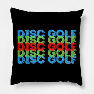 Disc Golf - Stacked red, green, blue text design Pillow