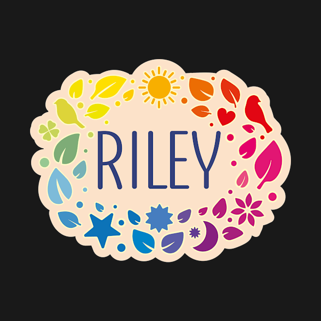 Riley name with colorful leaves by WildMeART