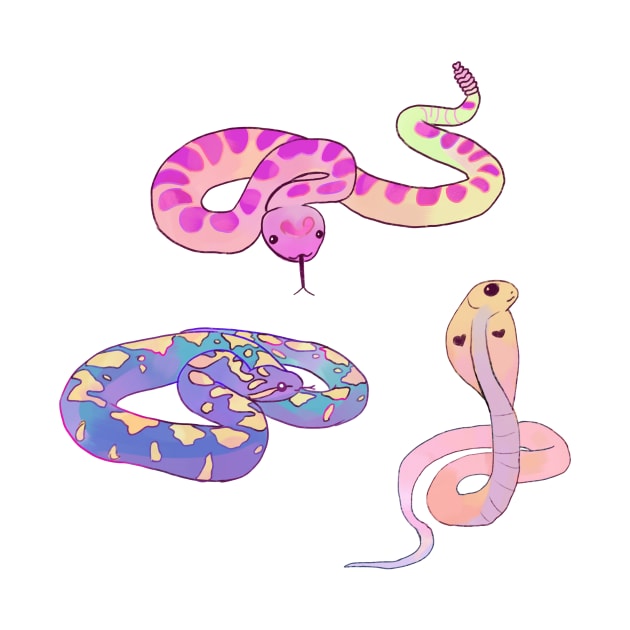 Cute watercolor snake sticker pack by Mayarart