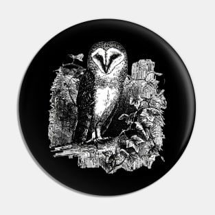 Barn Owl Woodcut Pin