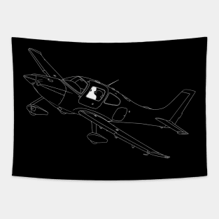 Cirrus SR22 Aircraft Illustration Tapestry