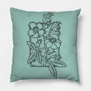 Muske Rose, vintage style stamp print Pillow