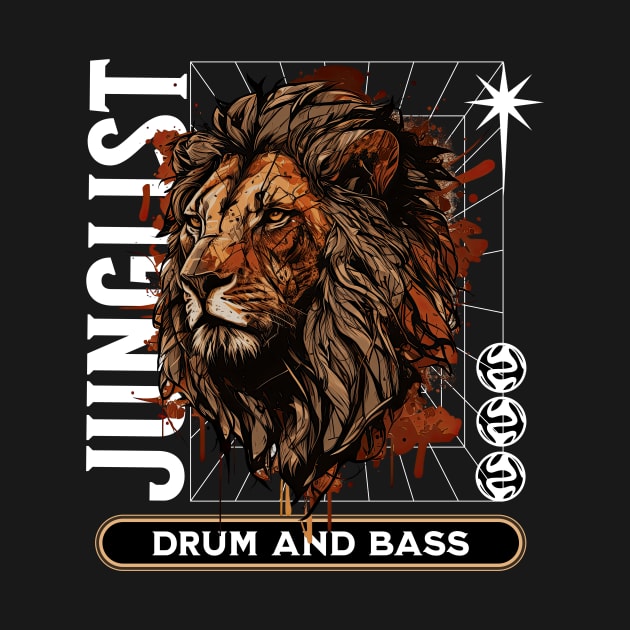 DRUM AND BASS  - Junglist Lion Y2K spice (White) by DISCOTHREADZ 