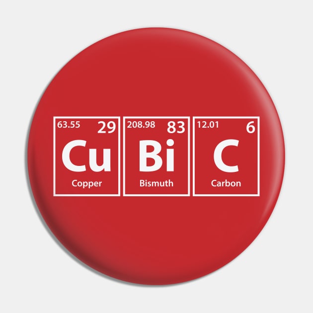 Cubic (Cu-Bi-C) Periodic Elements Spelling Pin by cerebrands