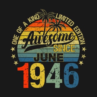 Vintage 76 Years Old June 1946 Decorations 76th Birthday T-Shirt