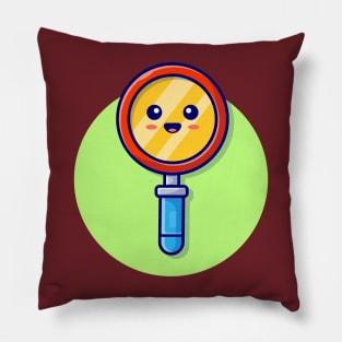 Cute Magnifying Glass Cartoon Vector Icon Illustration Pillow