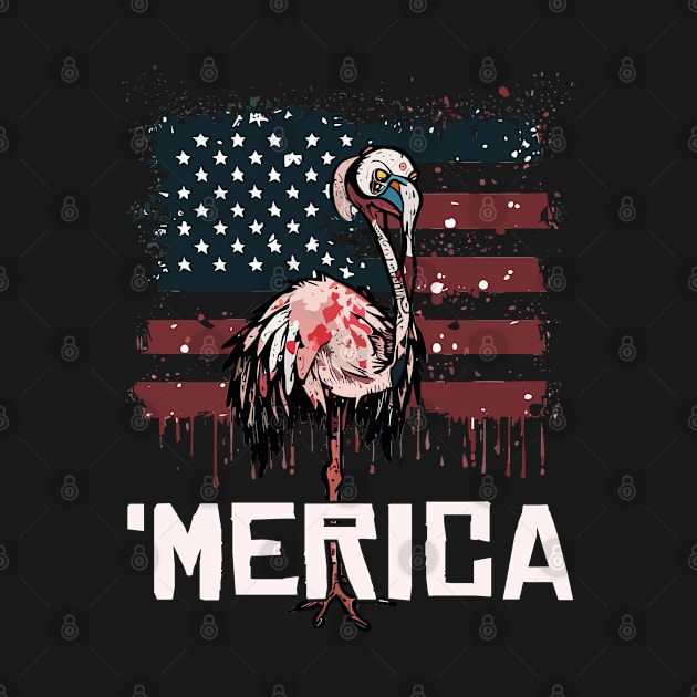 Scary Halloween Flamingo Happy 4th Usa American Flag July Fourth by Outrageous Flavors