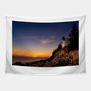 Sunset at Bass Harbor Lighthouse Tapestry