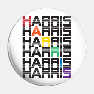 HARRIS rainbow text stacks Pin