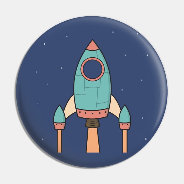 Cool Kids Spaceship Rocket Pin by wordsberry