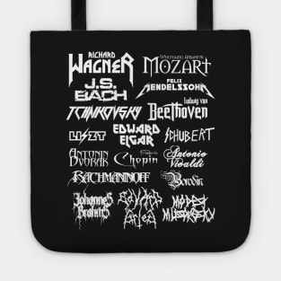 Heavy Metal-style Classical Composers (White Text) Tote