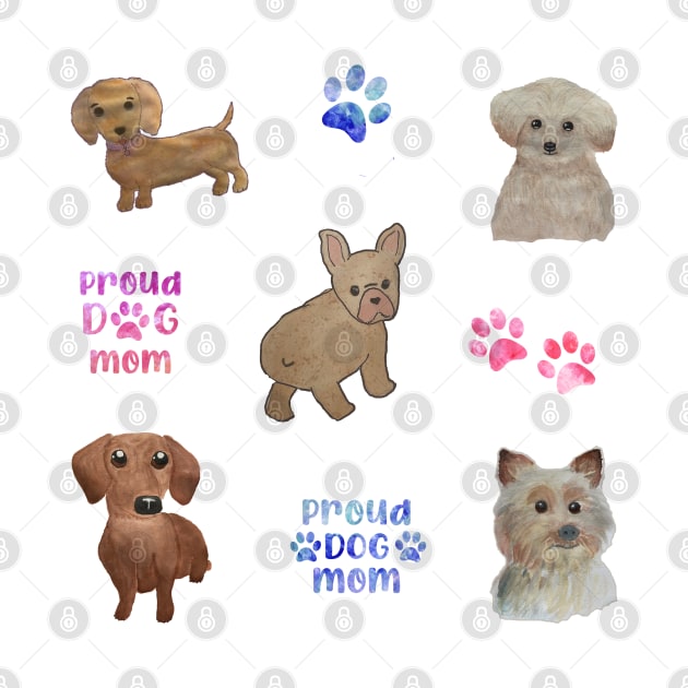 Watercolor cute dogs stickers set puppy puppies watercolour by WatercolorFun