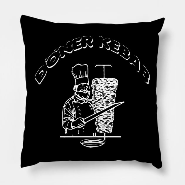 DONER KEBAB White Pillow by CharlieCreator