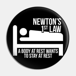 Newton Funny Science Body At Rest Stays At Rest Pin