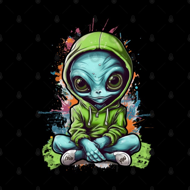 Cool Alien with a Hooded Pullover design #1 by Farbrausch Art