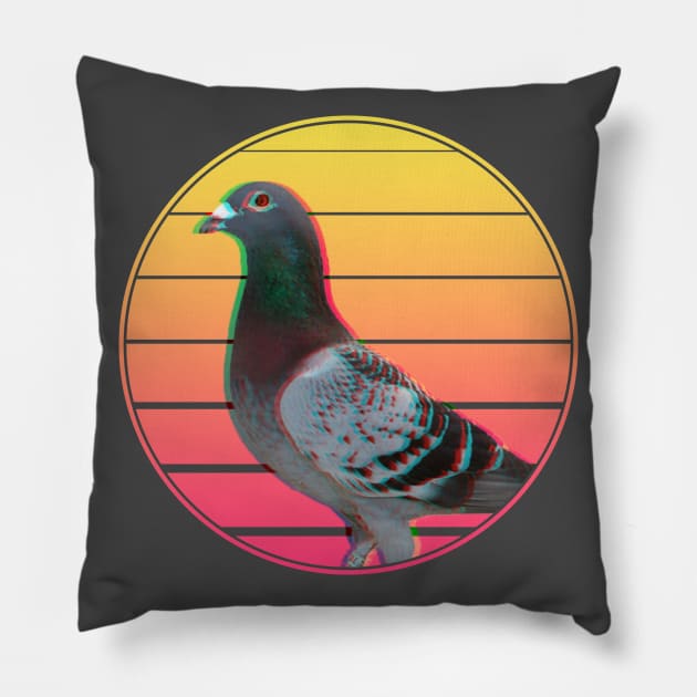 Pigeon Vaporwave Pillow by castrocastro