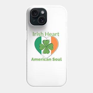 Irish Heart American Soul Heart flag with four leaf clover Phone Case