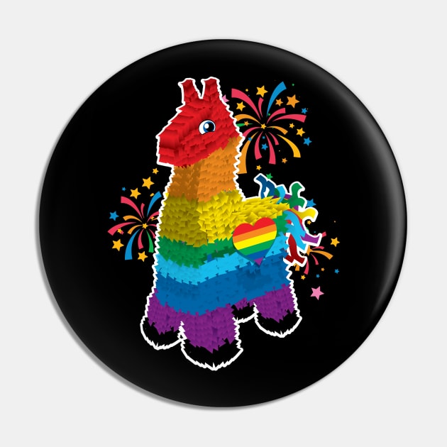 Rainbow Llama Pin by CuddleswithCatsArt