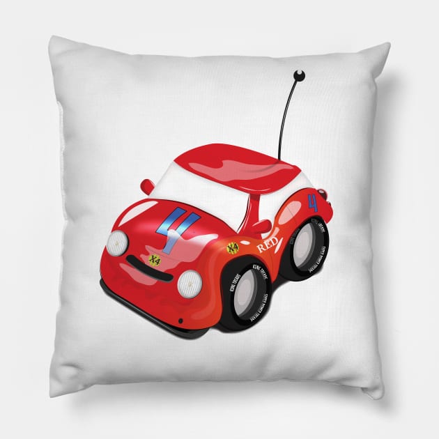 Red radio controlled Toy car Pillow by nickemporium1