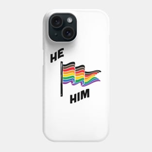 He/Him Pronouns Retro Banner Phone Case