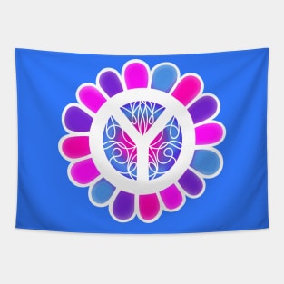 FLORAL Peace Sign Hippie Lifestyle Tapestry