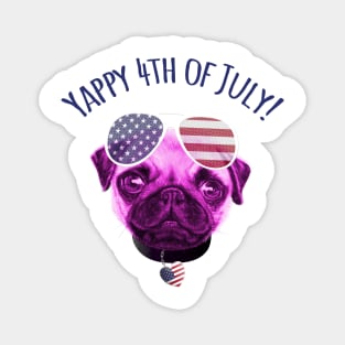 Pug Dog Yappy Independence Day 4th July Magnet