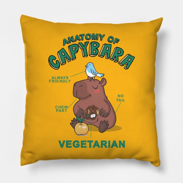 Friendly Capybara Vegetarian Pillow by dnacreativedesign