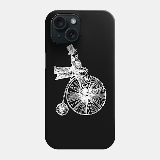 White Retro High Wheel Cyclist Phone Case by Vintage Boutique