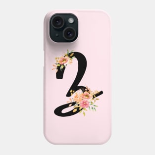 Letter Z With Watercolor Floral Wreath Phone Case