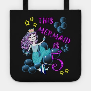 Birthday 5th Mermaid Cards, Journals & Gifts for Five Year Old Girl Gift Tote