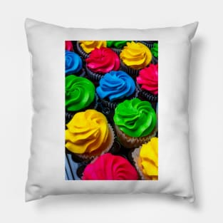 Rows Of Colored Frosting Cupcakes Pillow