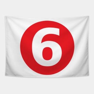 Number 6 Big Red Dot Letters & Numbers Tapestry