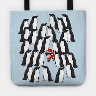 Christmas Santa Dog likes Birds and Penguins Tote