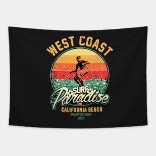 Surfer sunset on west coast Tapestry